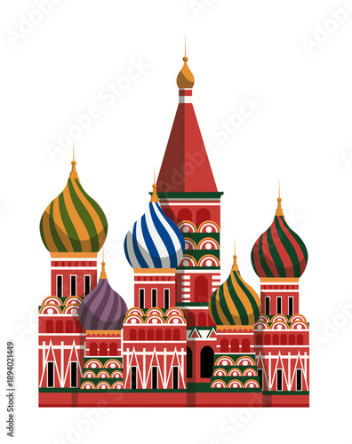 St. Basil's Cathedral, Red square buildings in Moscow. Popular tourist architectural. Vector stock