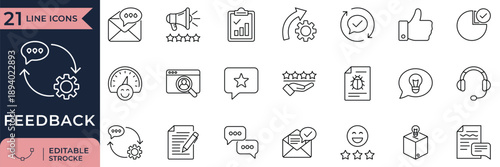 Customer Feedback Rating and Satisfaction Vector Icon Set
