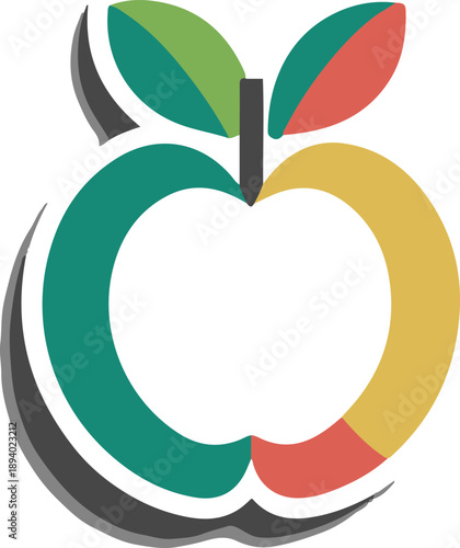 Flat sticker style fruit icon, clean outline, simple geometry, no shading
