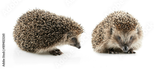 Junger Igel freigestellt auf weissem Hintergrund