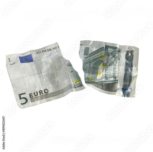 Zerissene Fünf Euro Note