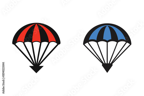 Parachute Line Art Silhouette Icon Skydiving and Air Sports Design