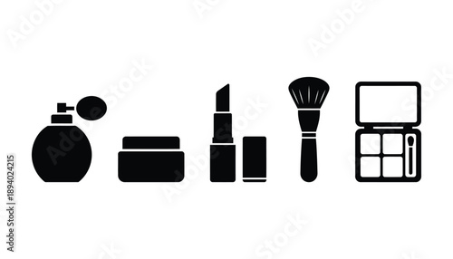 Cosmetic and Beauty Silhouette Icon Set