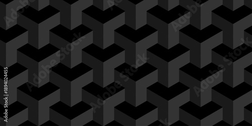 Vector structure box minimal black abstract cube square wall texture. geometric tile hexagon mosaic wall grid wallpaper. minimal geometric block cube isometric mosaic texture background.