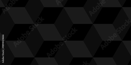 Vector structure box minimal black abstract cube square wall texture. geometric tile hexagon mosaic wall grid wallpaper. minimal geometric block cube isometric mosaic texture background.