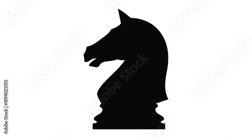 A striking black silhouette of a chess knight s head and neck showcasing its iconic form and distinctive shape silhouette