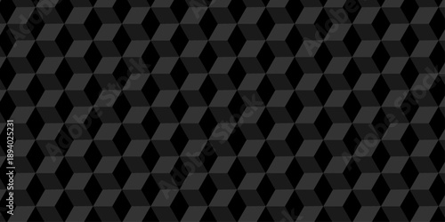 Vector structure box minimal black abstract cube square wall texture. geometric tile hexagon mosaic wall grid wallpaper. minimal geometric block cube isometric mosaic texture background.