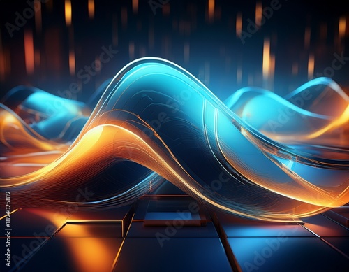 futuristic 3d wallpaper showing layered translucent shapes with soft glows and detailed textures designed to enhance high tech digital screens and modern creative projects