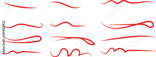 Red underlines. Red zigzag underline symbol.. Grammar error and correction symbols. Text emphasis graphic design. Spelling alert and mistake signs
