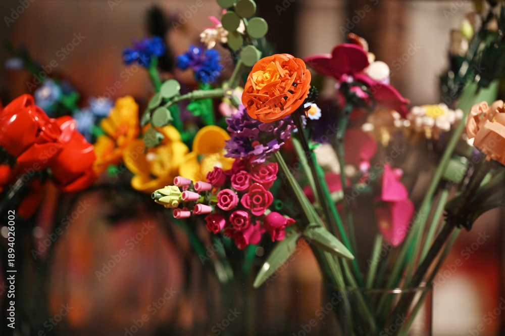 Fototapeta premium Warsaw, August 6, 2024. A bouquet made of Lego. 