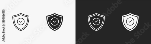 Set of protection icon in black and white collection
