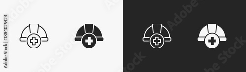 Set of safety first icon in black and white collection