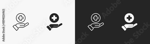 Set of health icon in black and white collection