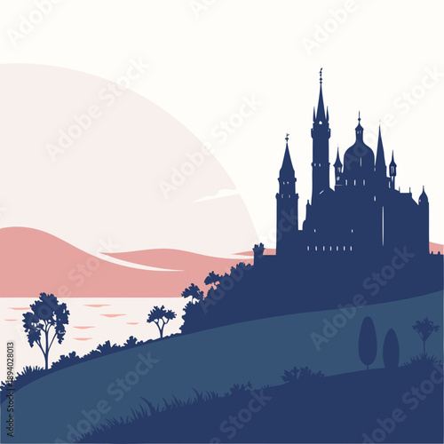 Majestic castle overlooking serene landscape