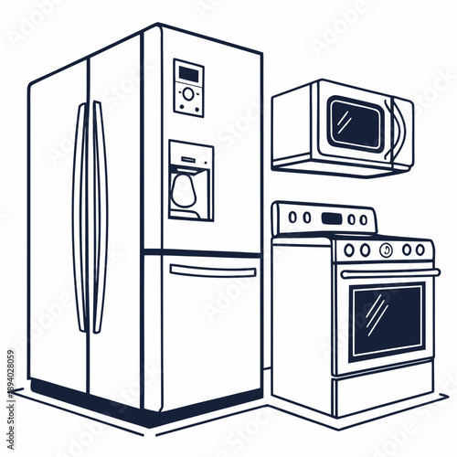 Modern kitchen appliances setup