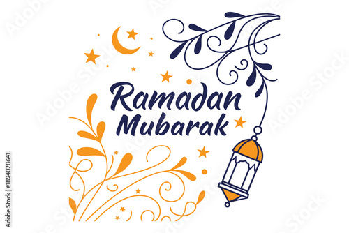 Ramadan Mubarak Typography Design Islamic Holiday Lettering Illustration