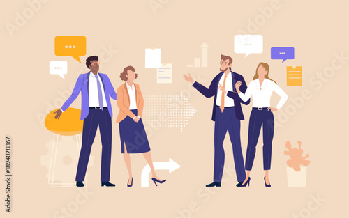 Uncertain Presentation. A businessman stack to give an answer,  expressing uncertainty or confusion, highlighting challenges in communication