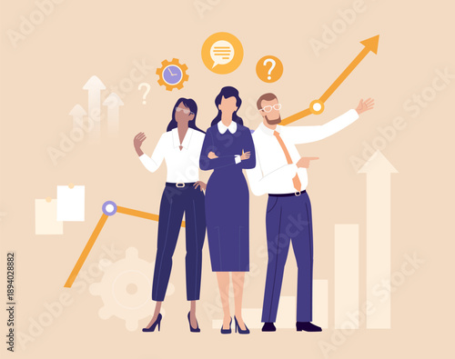 Business Growth Celebration. Business people celebrate success and achievements together, symbolizing growth, teamwork, and positive results of shared effort.