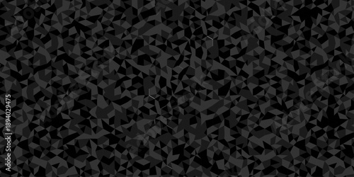Vector black and gray paper poly triangle geometric pattern design. minimal paper low polygon cubic design. geometric wall tile metal cube triangle wallpaper background.