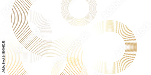 Elegant golden concentric circles and arcs create a modern abstract background isolated on transparent background, Vector, illustration
