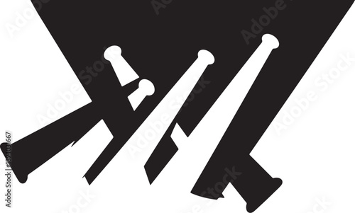 Silhouette of crossed guns and rifles in black and white