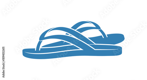 A striking blue graphic depicts a pair of flip flops showcasing a minimalist design and distinct silhouette high quality professional detailed