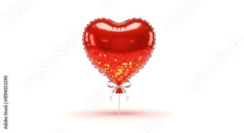 Elegant Valentine's Heart Balloon Isolated on White