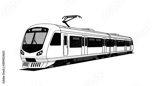 Modern Electric Train Vector Illustration - Sleek Commuter Transportation Graphic for Public Transit and Urban Mobility Concepts