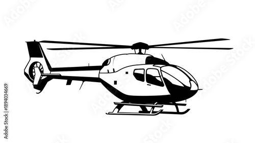 Modern Helicopter Vector Illustration - Sleek Aircraft Design for Aviation and Transport Concepts, Clean White Background