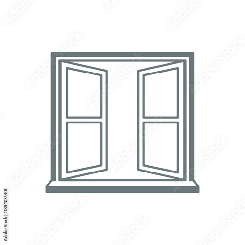 Open window with multiple panes icon for ventilation and fresh air concept