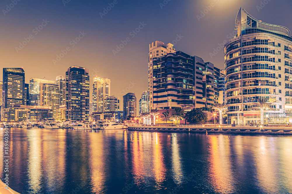 Fototapeta premium Dubai Marina area in Dubai, United Arab Emirates