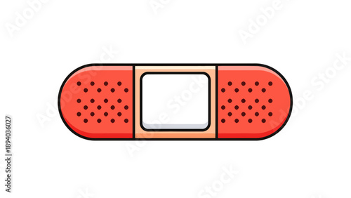 Red Adhesive Bandage Mockup with White Blank Space for Text or Design, Isolated on White Background - Vector Illustration