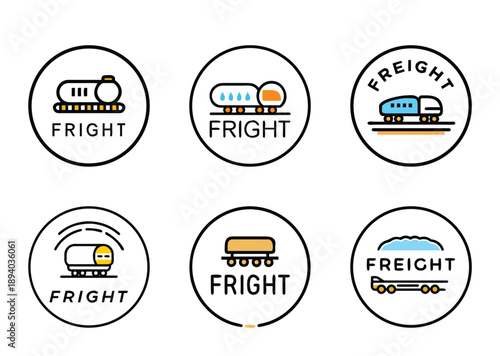 Freight transportation icons representing different types of cargo transport methods