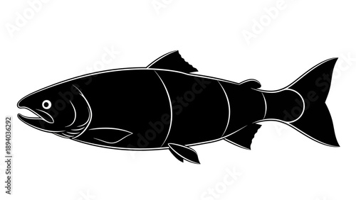 Salmon Fish Silhouette Vector Illustration Graphic Isolated on White Background for Seafood Industry and Culinary Design