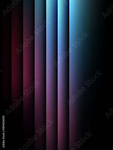 A futuristic abstract scene featuring sleek lines and vibrant colors in a digital environment viewed from a straight-on perspective with a mix of technology and artistry