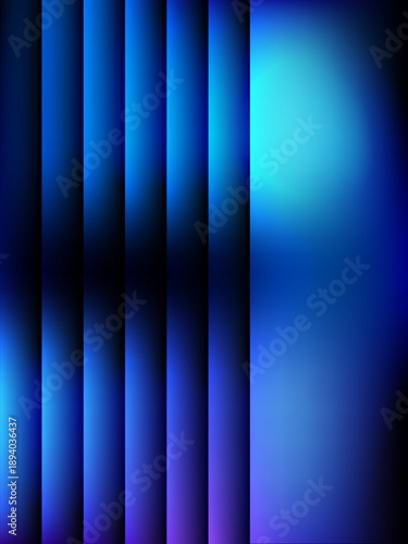 An abstract background with vibrant blue and purple hues featuring gradient vertical stripes, light effects, and a modern digital art design element in a contemporary setting from a frontal viewpoint