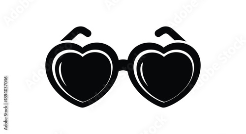 A striking black graphic depicts a pair of heart shaped sunglasses creating a bold and romantic visual silhouette high quality professional