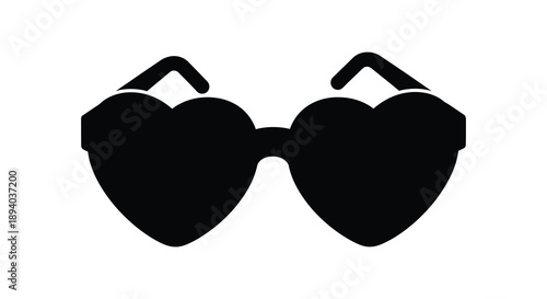 A striking black silhouette depicts a pair of heart shaped sunglasses offering a playful and fashionable visual statement silhouette high quality