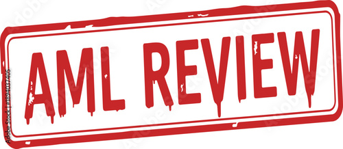 Red AML Review rubber stamp logo on white