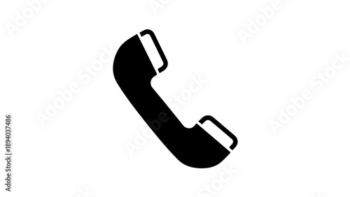 Telephone Handset Icon Vector Illustration, Simple Black Silhouette, Communication Symbol for Contact and Support Services, Isolated on White Background