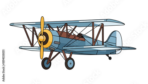 Vintage Biplane Airplane Vector Illustration, Retro Aviation Transport Graphic, Nostalgic Travel and Adventure Design Element