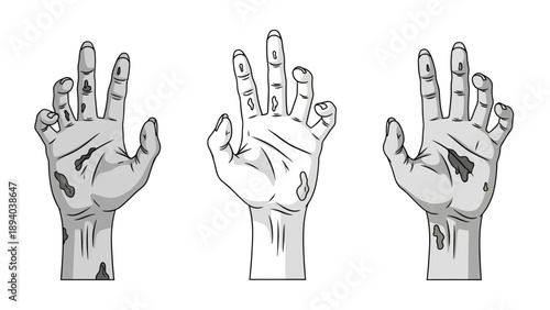 Zombie Hands Reaching Up Vector Illustration - Spooky Halloween Horror Graphic for Themed Design and Scary Concepts