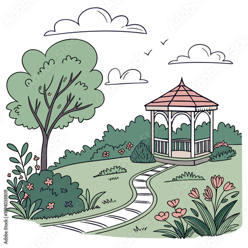 Serene garden gazebo