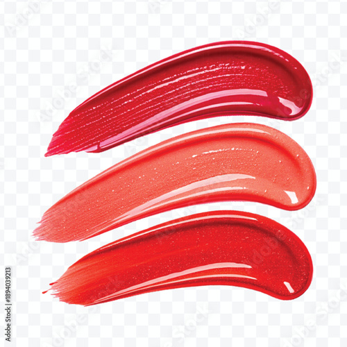 abstract 3d lipstick or cosmetics smear smudge in different color style isolated on transparent background