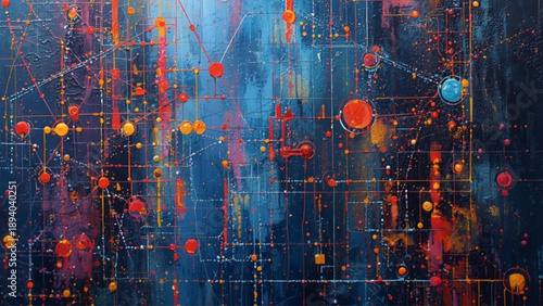 Vibrant abstract art with dynamic lines and colorful geometric shapes