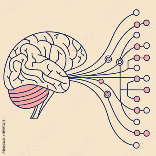Artificial Intelligence Brain and Data Flow Concept