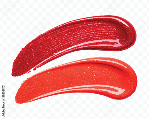 abstract 3d lipstick or cosmetics smear smudge in different color style isolated on transparent background