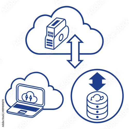 Cloud Storage Backup Icons - Data Security & Transfer