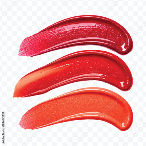 abstract 3d lipstick or cosmetics smear smudge in different color style isolated on transparent background