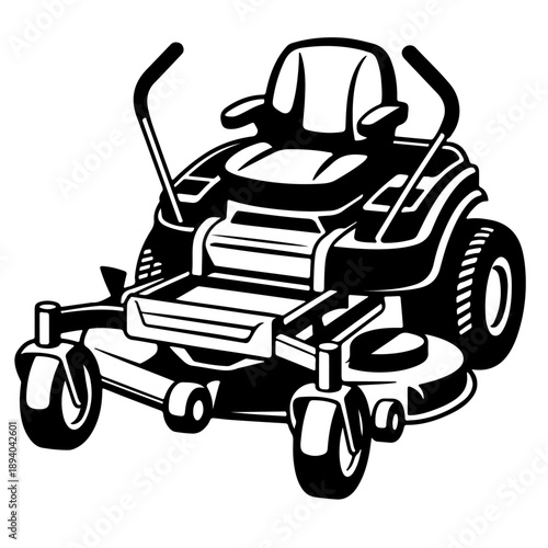 Zero-turn riding lawn mower, a bold Silhouette Vector